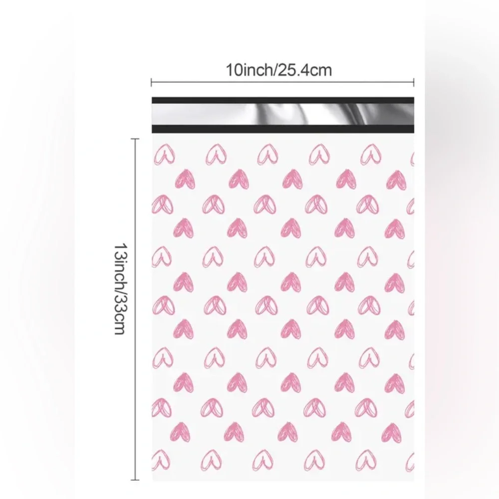 20 Pink Heart Poly Mailers 10x13”